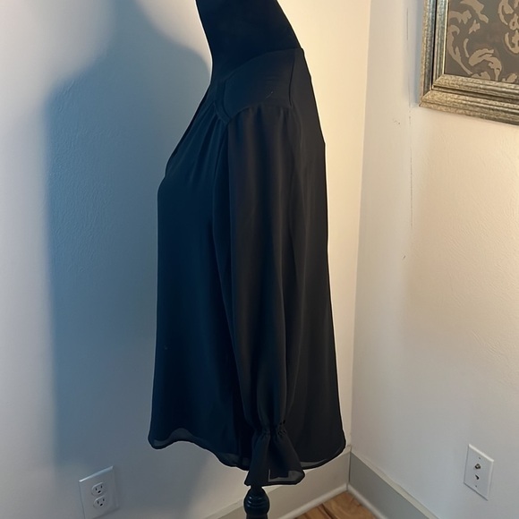 Calvin Klein black pull over casual relaxed poet sleeves top blouse Sz L - Picture 5 of 9